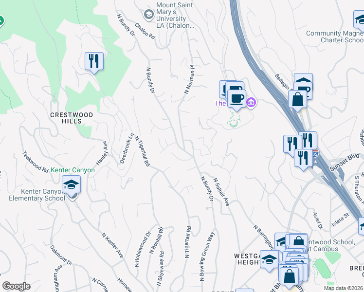 map of restaurants, bars, coffee shops, grocery stores, and more near in Los Angeles