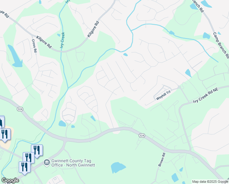 map of restaurants, bars, coffee shops, grocery stores, and more near 3259 Ivy crossing drive in Buford
