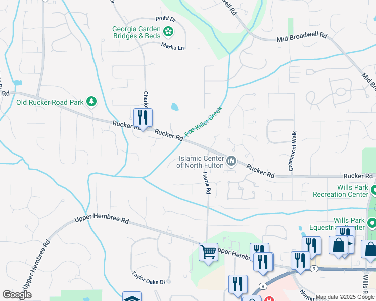 map of restaurants, bars, coffee shops, grocery stores, and more near 310 Kingspring Court in Roswell
