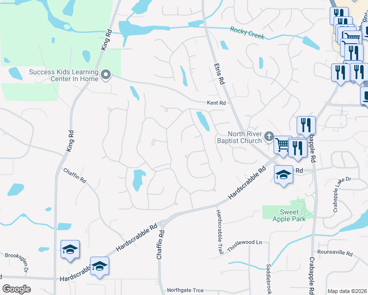 map of restaurants, bars, coffee shops, grocery stores, and more near 620 Estate Club Circle in Roswell