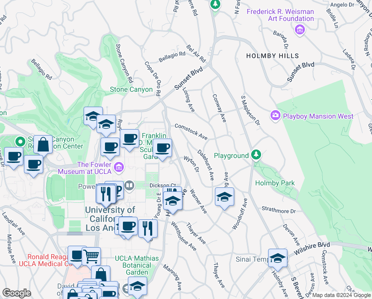 map of restaurants, bars, coffee shops, grocery stores, and more near 365 Norcroft Avenue in Los Angeles