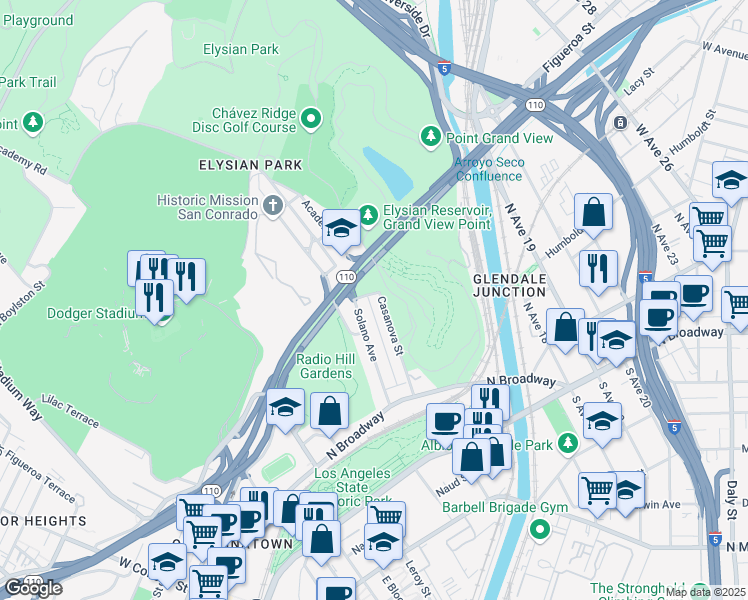 map of restaurants, bars, coffee shops, grocery stores, and more near 534 Casanova Street in Los Angeles