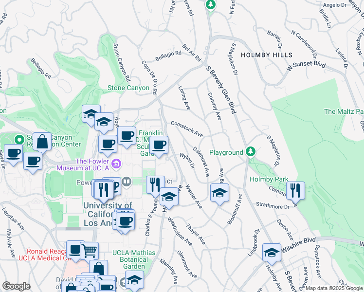 map of restaurants, bars, coffee shops, grocery stores, and more near 365 Norcroft Avenue in Los Angeles