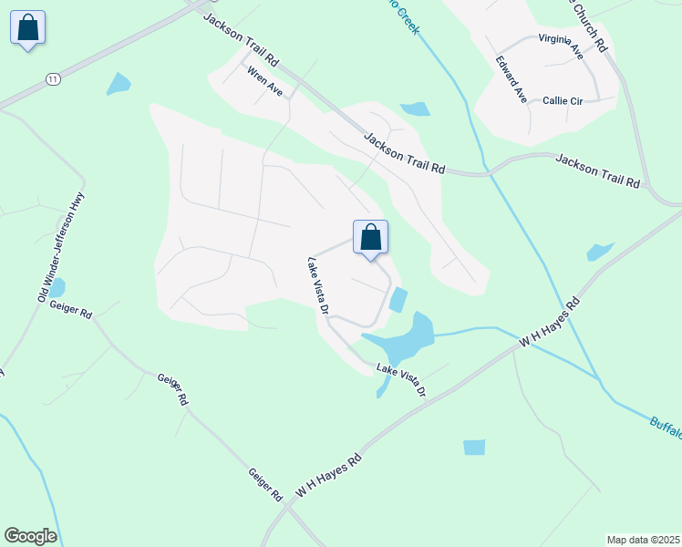map of restaurants, bars, coffee shops, grocery stores, and more near 108 Lake Point Court in Jefferson