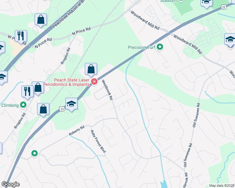 map of restaurants, bars, coffee shops, grocery stores, and more near 4263 Winslow Hill Court in Suwanee