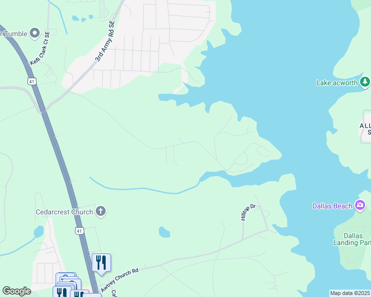 map of restaurants, bars, coffee shops, grocery stores, and more near 5685 McCoy Road in Acworth