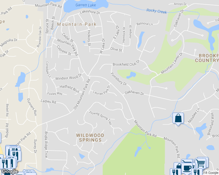 map of restaurants, bars, coffee shops, grocery stores, and more near 1015 Laurian Park Drive in Roswell