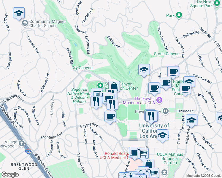 map of restaurants, bars, coffee shops, grocery stores, and more near in Los Angeles