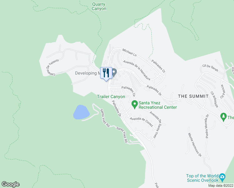 map of restaurants, bars, coffee shops, grocery stores, and more near 17258 Palisades Circle in Los Angeles