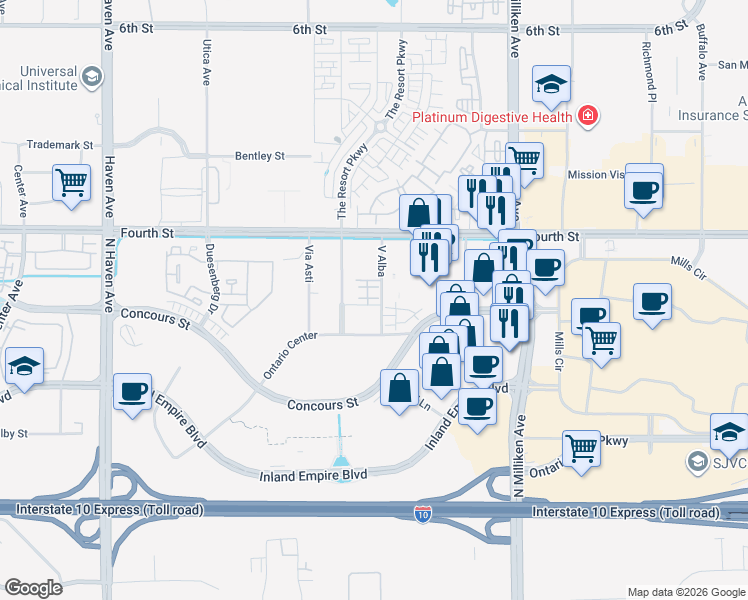 map of restaurants, bars, coffee shops, grocery stores, and more near in Ontario