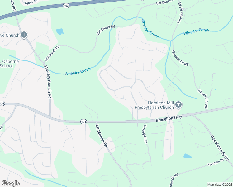 map of restaurants, bars, coffee shops, grocery stores, and more near 1191 Shellnut Trail Northeast in Hoschton