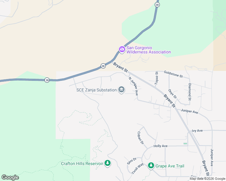 map of restaurants, bars, coffee shops, grocery stores, and more near 34676 Conadria Avenue in Yucaipa