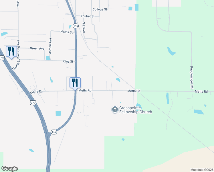 map of restaurants, bars, coffee shops, grocery stores, and more near 119 Karen Lane in Nettleton