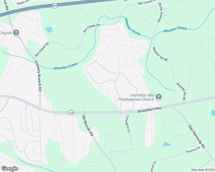map of restaurants, bars, coffee shops, grocery stores, and more near 1222 Marinette Way in Hoschton