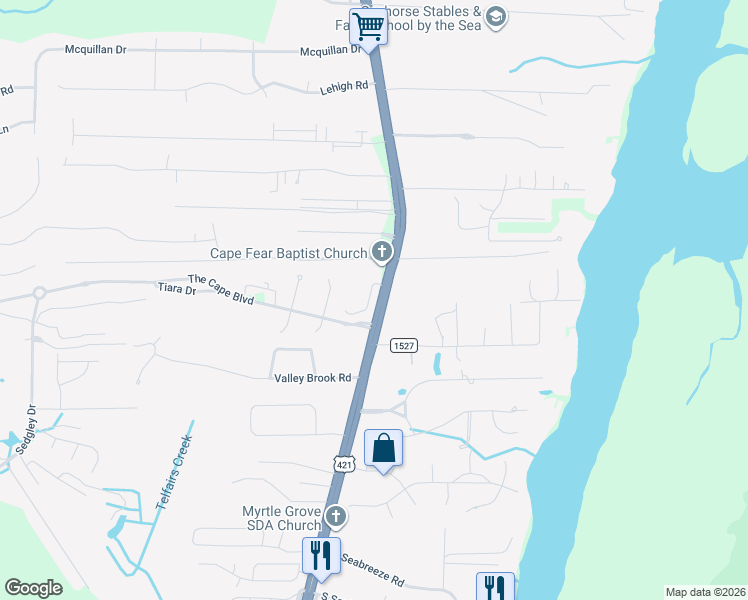 map of restaurants, bars, coffee shops, grocery stores, and more near 7307 Cassimir Place in Wilmington