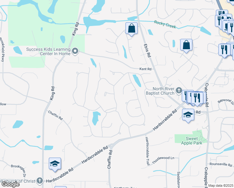 map of restaurants, bars, coffee shops, grocery stores, and more near 12075 Magnolia Crescent Drive in Roswell