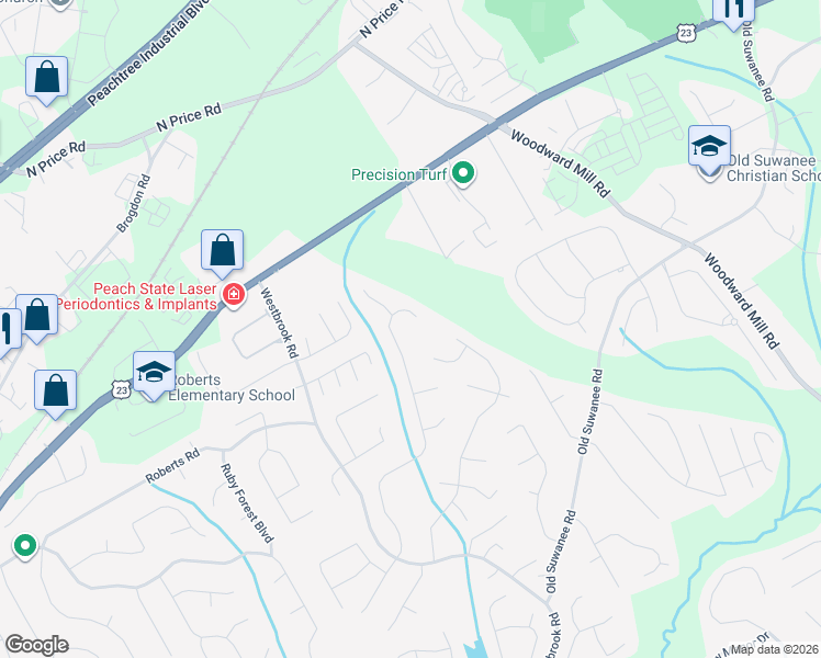 map of restaurants, bars, coffee shops, grocery stores, and more near 4803 Austin Hills Drive in Suwanee