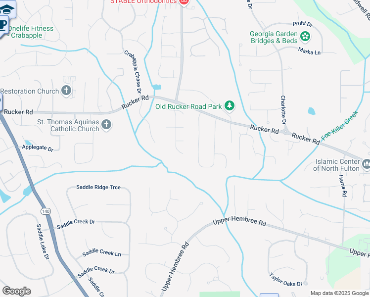 map of restaurants, bars, coffee shops, grocery stores, and more near 12055 Wallace Woods Lane in Alpharetta