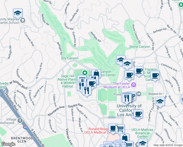 map of restaurants, bars, coffee shops, grocery stores, and more near 114 Easton Drive in Los Angeles