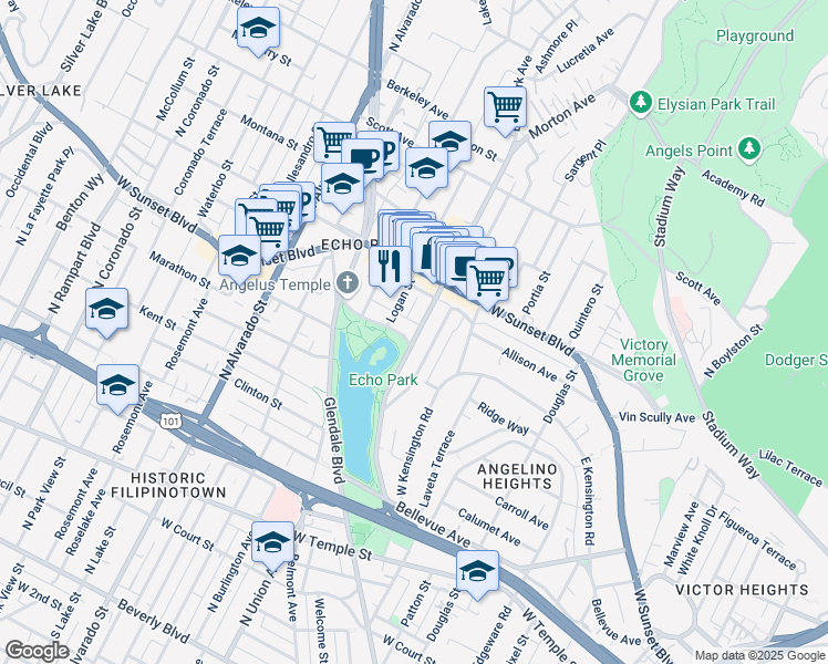 map of restaurants, bars, coffee shops, grocery stores, and more near in Los Angeles