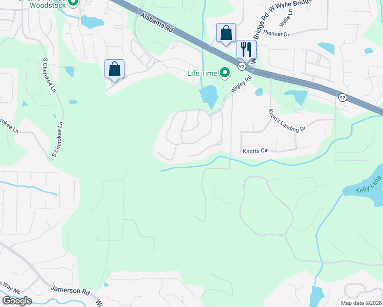 map of restaurants, bars, coffee shops, grocery stores, and more near 244 Brookview Place in Woodstock