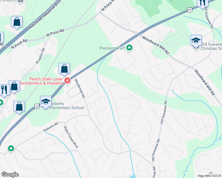 map of restaurants, bars, coffee shops, grocery stores, and more near 4763 Austin Hills Drive in Suwanee