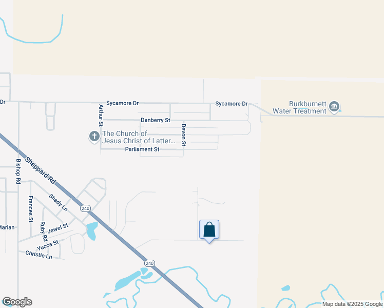 map of restaurants, bars, coffee shops, grocery stores, and more near 1404 Parliament Street in Burkburnett