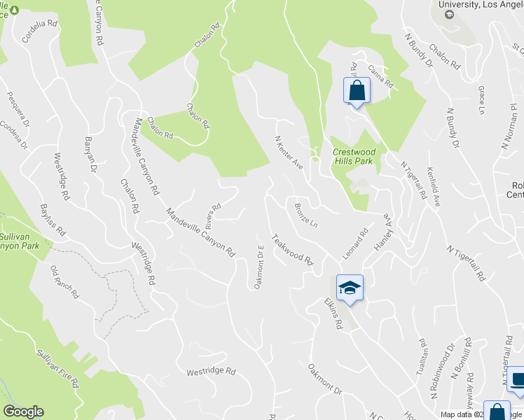 map of restaurants, bars, coffee shops, grocery stores, and more near 923 Teakwood Road in Los Angeles