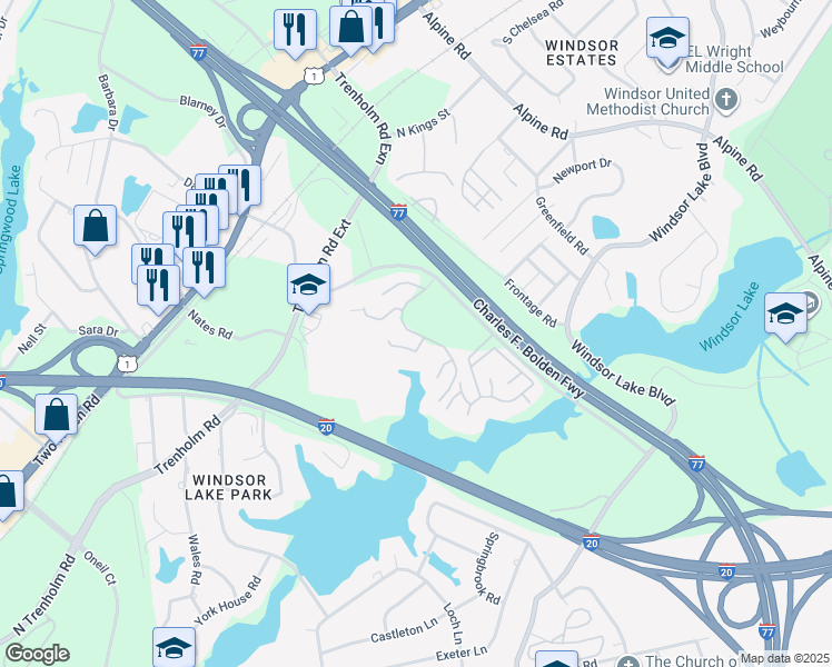 map of restaurants, bars, coffee shops, grocery stores, and more near 1058 Windsor Shores Drive in Columbia