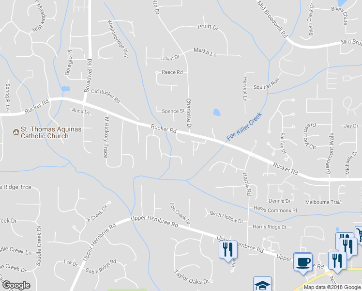 map of restaurants, bars, coffee shops, grocery stores, and more near 1023 Southerby Lane in Alpharetta