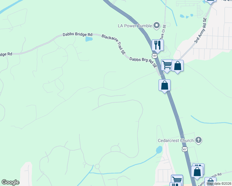 map of restaurants, bars, coffee shops, grocery stores, and more near 6280 Rutledge Drive Southeast in Acworth