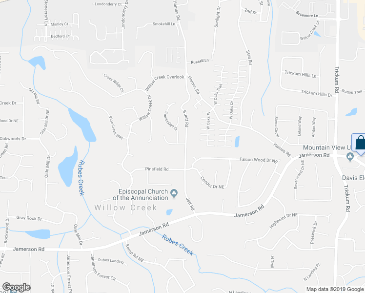 map of restaurants, bars, coffee shops, grocery stores, and more near 1001 Cambridge Court in Woodstock