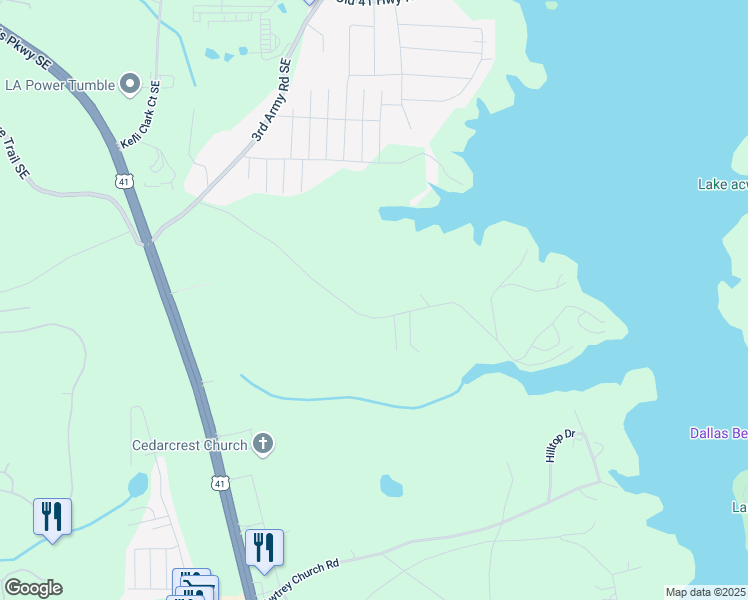 map of restaurants, bars, coffee shops, grocery stores, and more near 5790 McCoy Road in Acworth