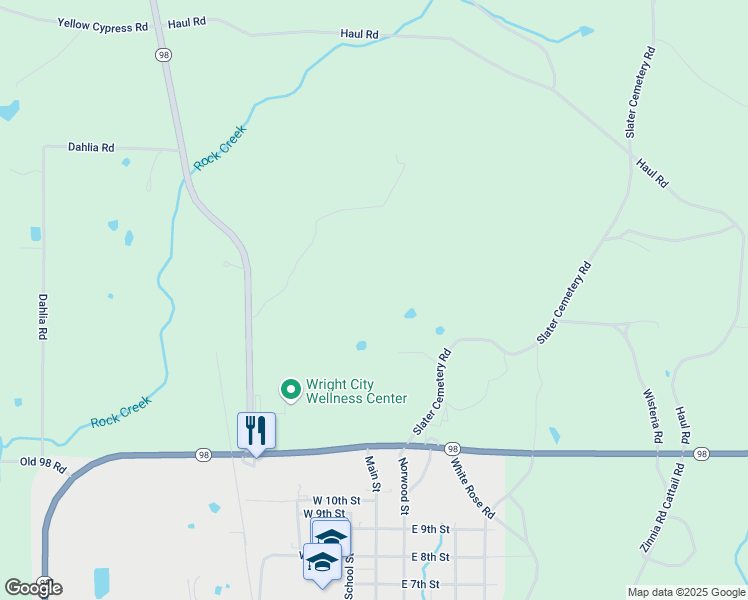 map of restaurants, bars, coffee shops, grocery stores, and more near 227 Slater Cemetery Road in Wright City