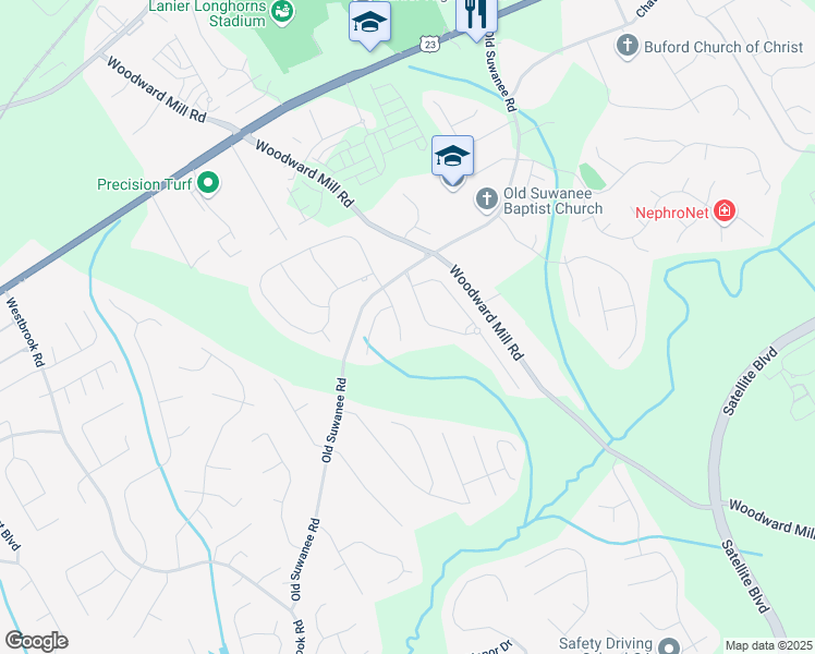 map of restaurants, bars, coffee shops, grocery stores, and more near 4041 Woodward Walk Lane in Suwanee