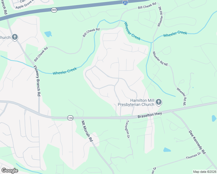 map of restaurants, bars, coffee shops, grocery stores, and more near 4935 Trilogy Park Trail Northeast in Hoschton
