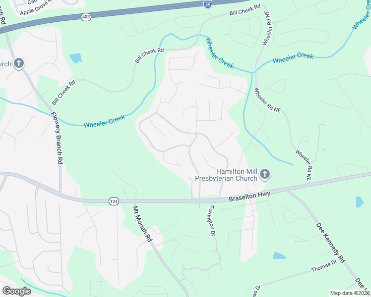 map of restaurants, bars, coffee shops, grocery stores, and more near 4935 Trilogy Park Trail Northeast in Hoschton