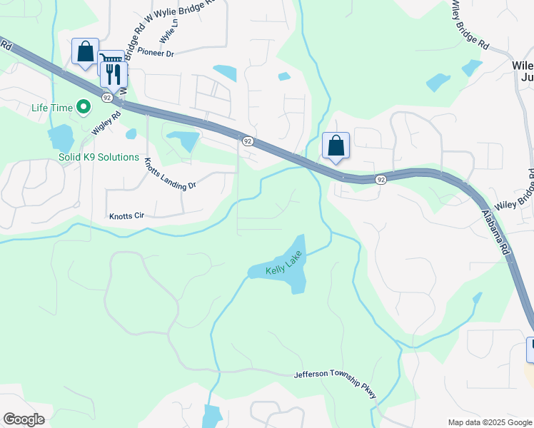map of restaurants, bars, coffee shops, grocery stores, and more near 6005 Cherecobb Lane in Woodstock