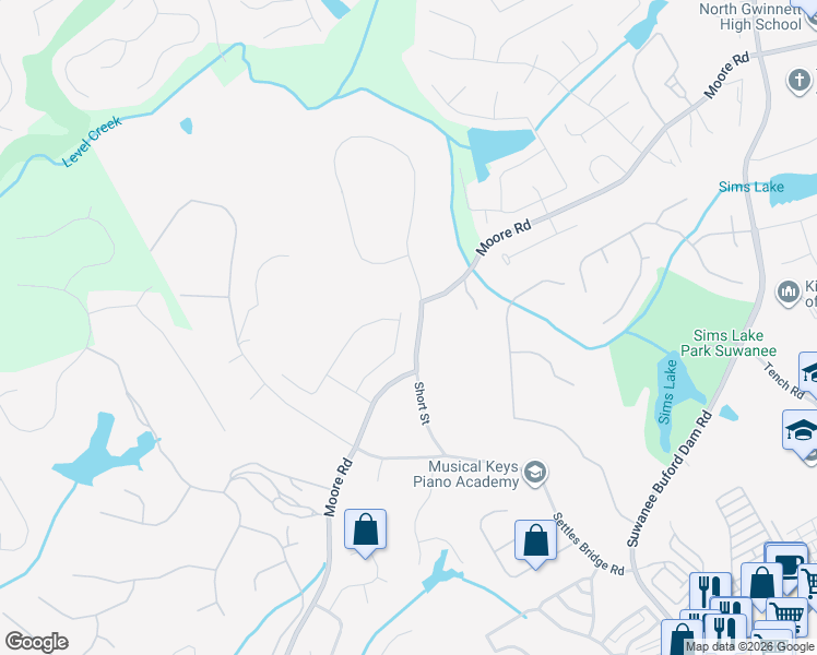 map of restaurants, bars, coffee shops, grocery stores, and more near 4781 Rio Vista Trace in Suwanee