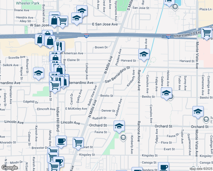 map of restaurants, bars, coffee shops, grocery stores, and more near 4266 Berkeley Street in Montclair