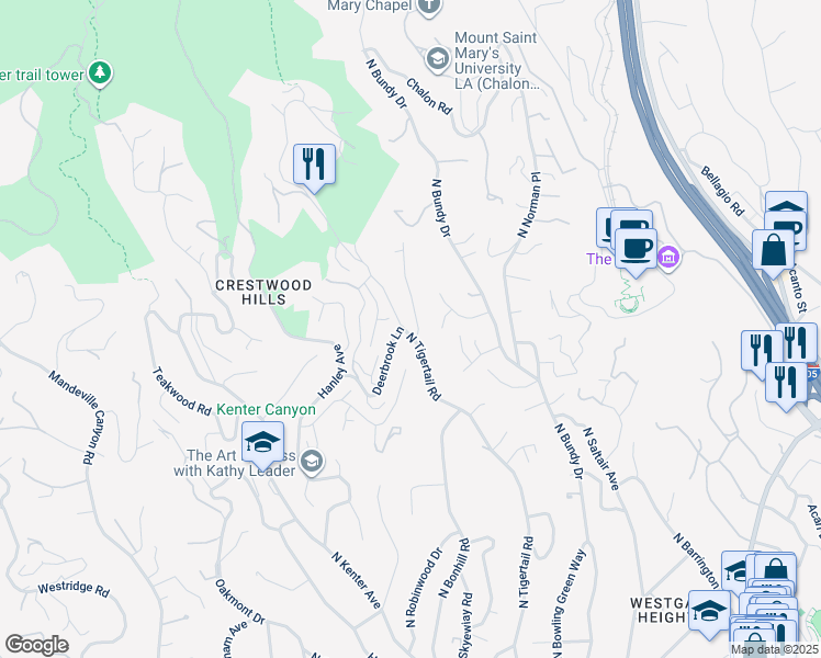 map of restaurants, bars, coffee shops, grocery stores, and more near 826 North Tigertail Road in Los Angeles