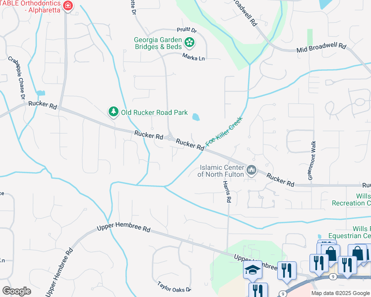 map of restaurants, bars, coffee shops, grocery stores, and more near 12120 Seasons Trc in Alpharetta