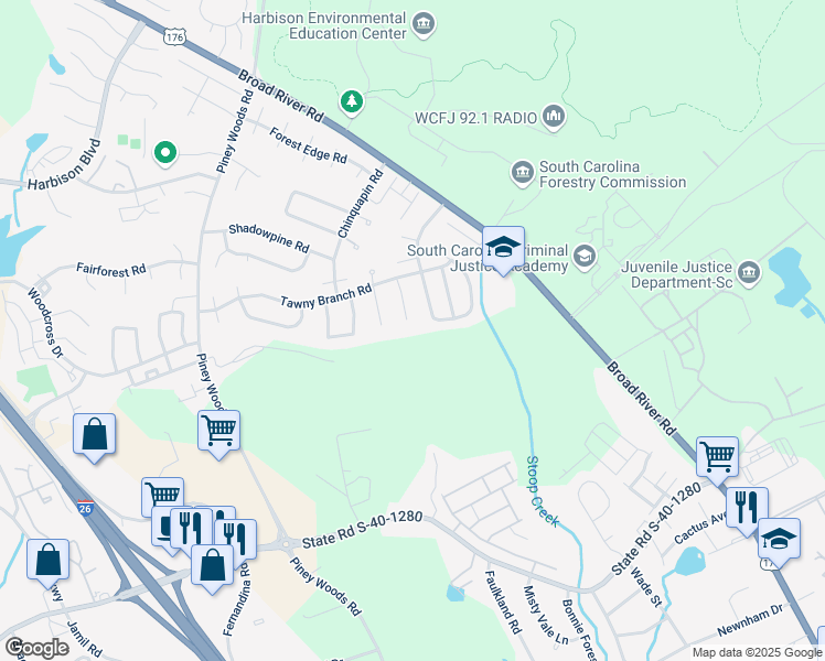 map of restaurants, bars, coffee shops, grocery stores, and more near 29 Prices Court in Columbia