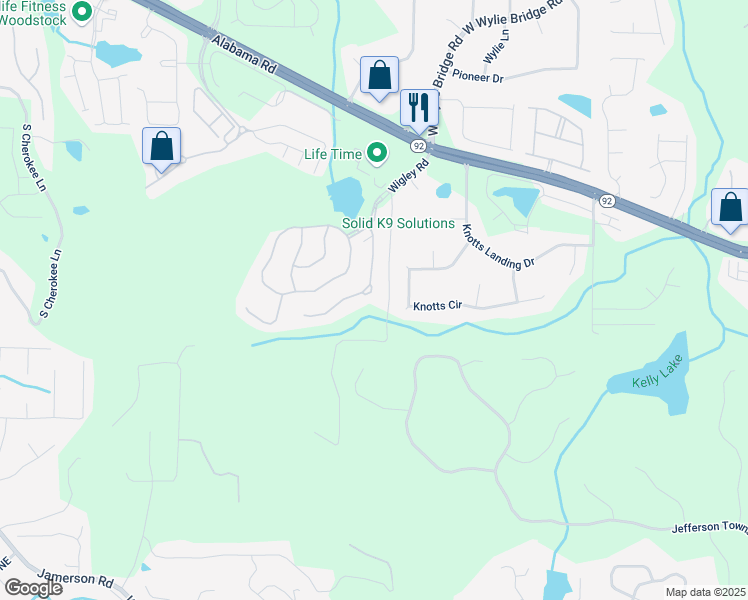 map of restaurants, bars, coffee shops, grocery stores, and more near 229 Brookview Pl in Woodstock