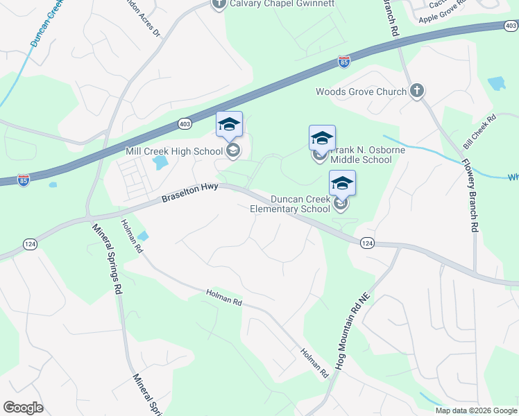 map of restaurants, bars, coffee shops, grocery stores, and more near 4408 Dartford Court Northeast in Hoschton