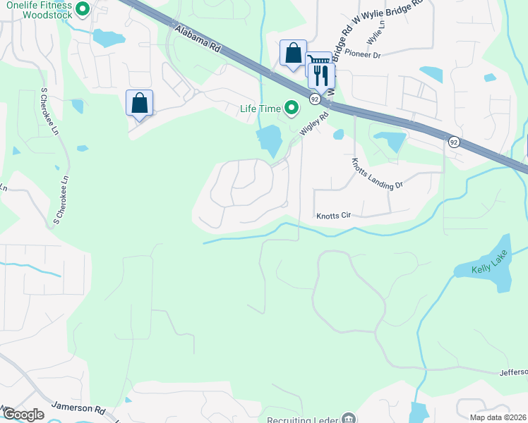 map of restaurants, bars, coffee shops, grocery stores, and more near 232 Brookview Place in Woodstock