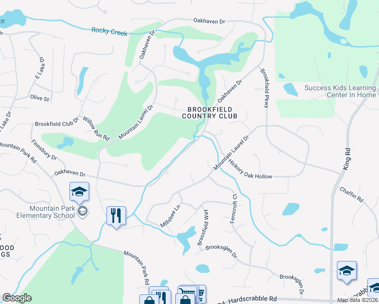 map of restaurants, bars, coffee shops, grocery stores, and more near 1160 Oakhaven Drive in Roswell