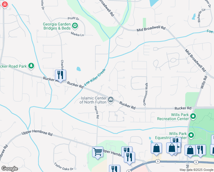 map of restaurants, bars, coffee shops, grocery stores, and more near 540 Veranda Court in Alpharetta