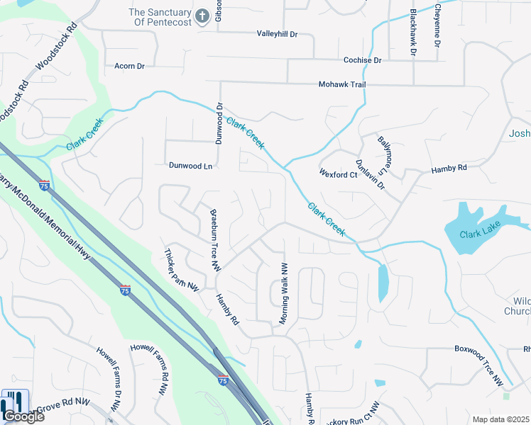 map of restaurants, bars, coffee shops, grocery stores, and more near 5070 Oak Branch Lane Northwest in Acworth