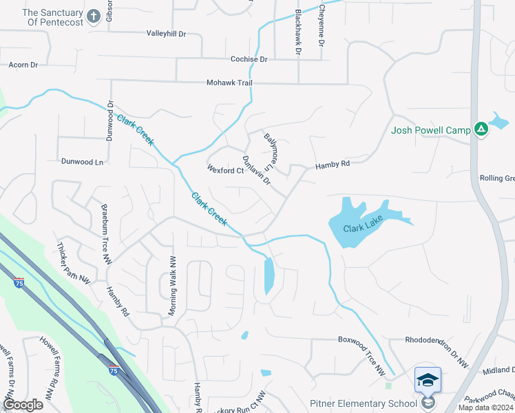 map of restaurants, bars, coffee shops, grocery stores, and more near 1903 Ascot Terrace Northwest in Acworth